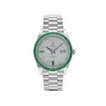 Rolex Day-Date 40 228396TEM Platinum Diamond Dial Emerald Bezel