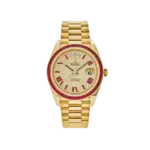Rolex Day-Date 40 228398TRU Yellow Gold Roman Dial Ruby Bezel