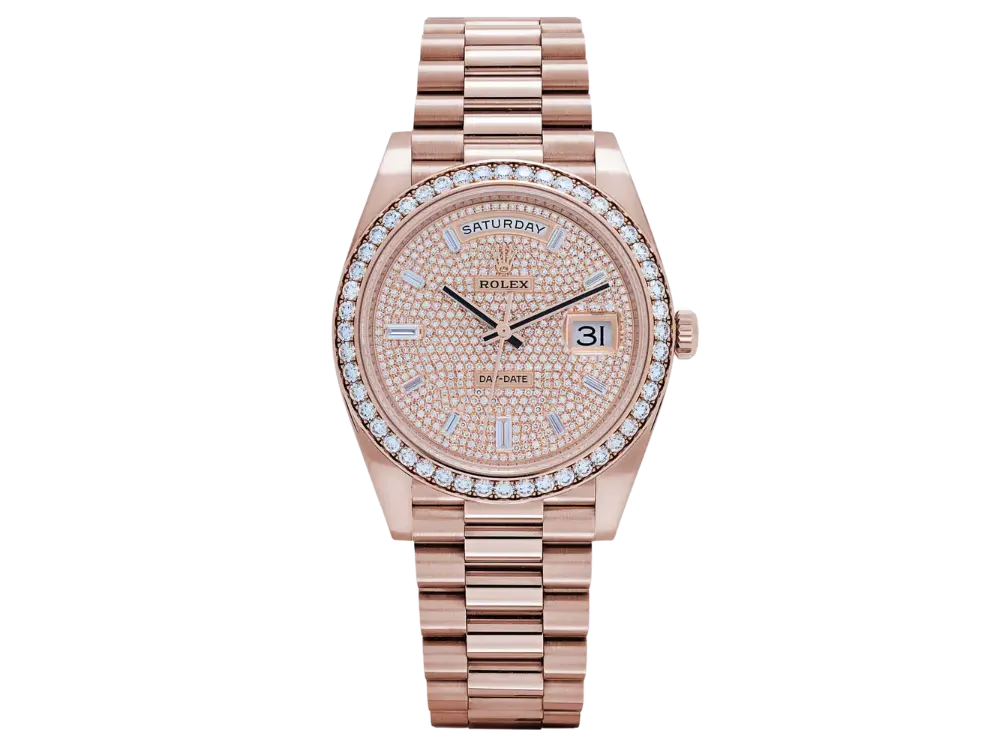 Rolex Day-Date 40 228345RBR Rose Gold Diamond Dial Diamond Bezel