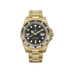 Rolex GMT-Master II 116748SA Yellow Gold Sapphire and Diamond Bezel Black Dial