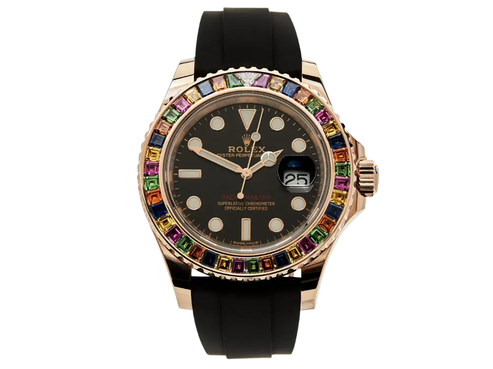 Rolex Yacht-Master 40 116695SATS Rose Gold Black Dial Rainbow Bezel