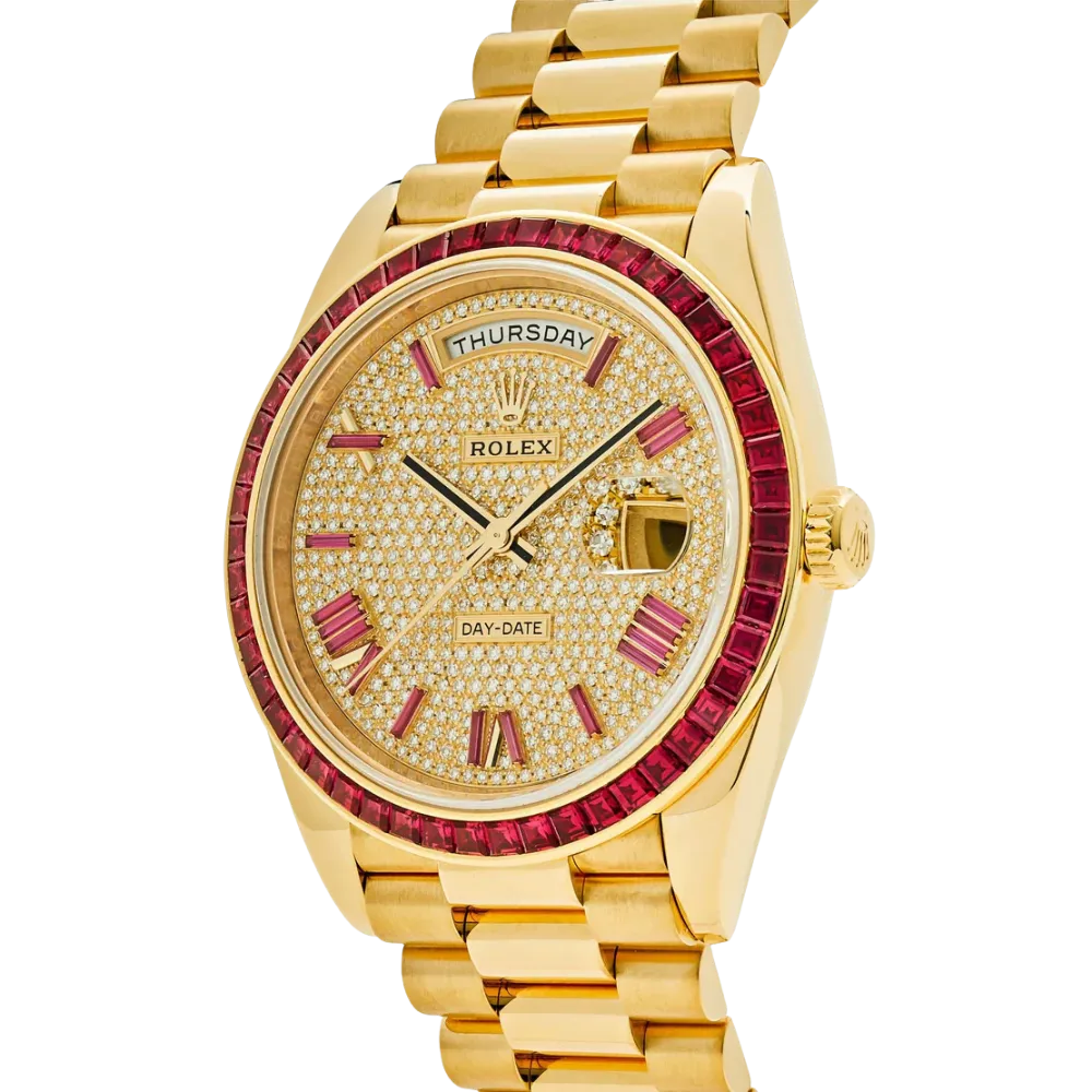 Rolex Day-Date 40 228398TRU Yellow Gold Roman Dial Ruby Bezel - Image 2
