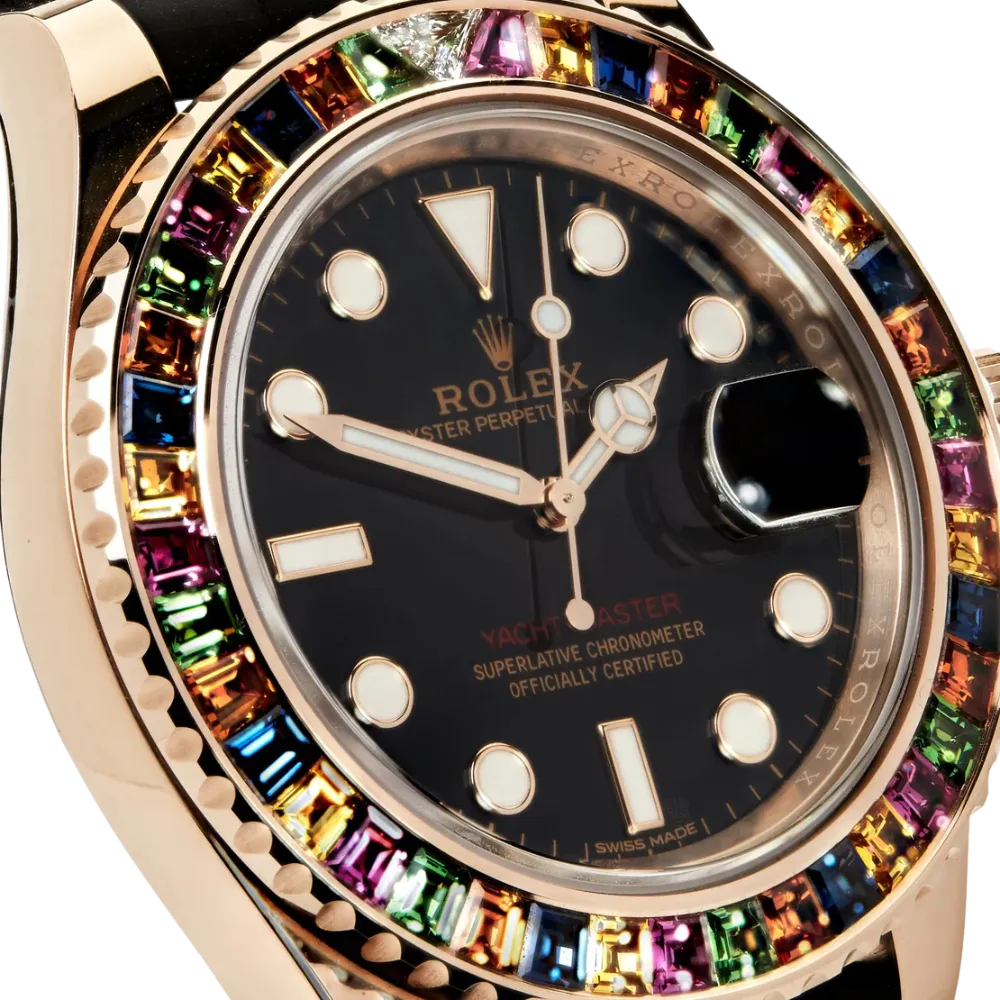 Rolex Yacht-Master 40 116695SATS Rose Gold Black Dial Rainbow Bezel - Image 3
