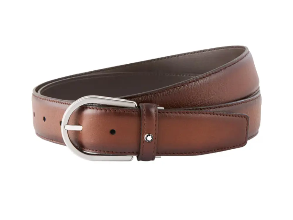 Horseshoe Buckle Brown 35 Leather Belt