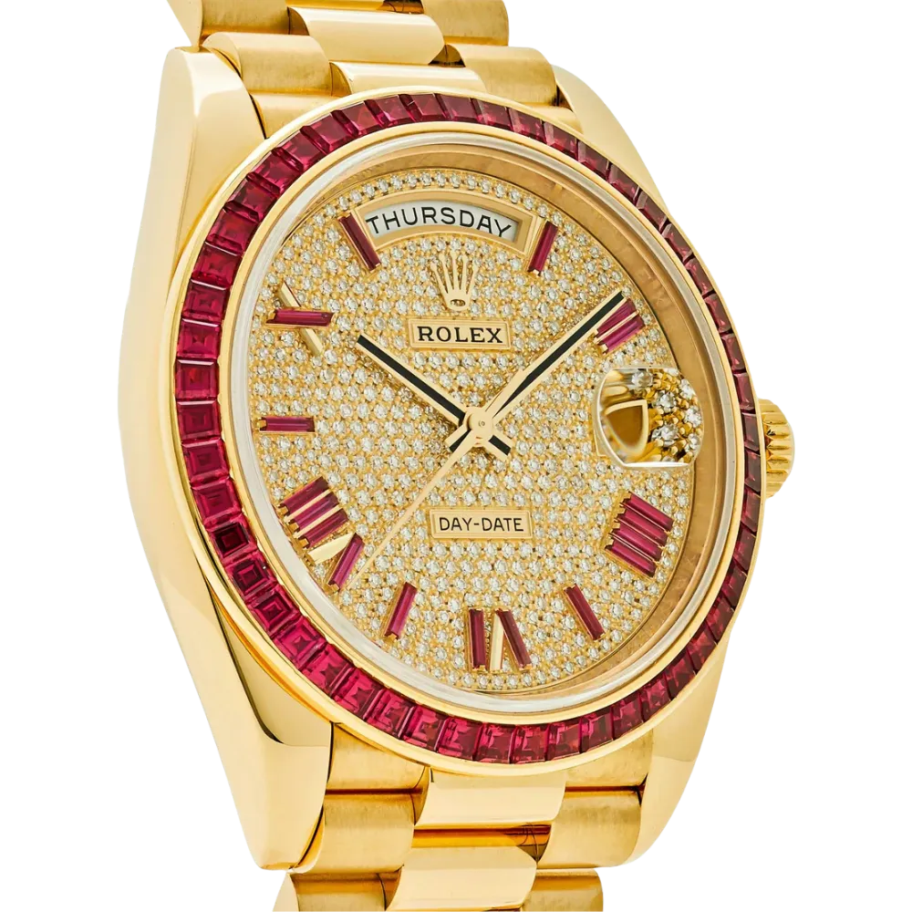 Rolex Day-Date 40 228398TRU Yellow Gold Roman Dial Ruby Bezel - Image 3
