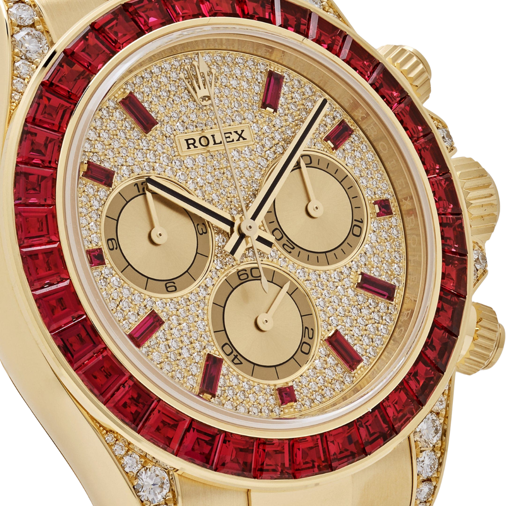 Rolex Daytona 126598TRU Yellow Gold Ruby Bezel Diamond Pave Dial - Image 5