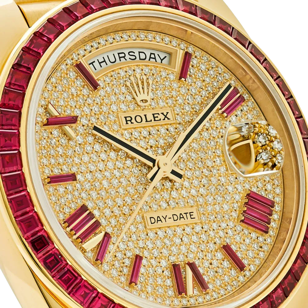 Rolex Day-Date 40 228398TRU Yellow Gold Roman Dial Ruby Bezel - Image 4