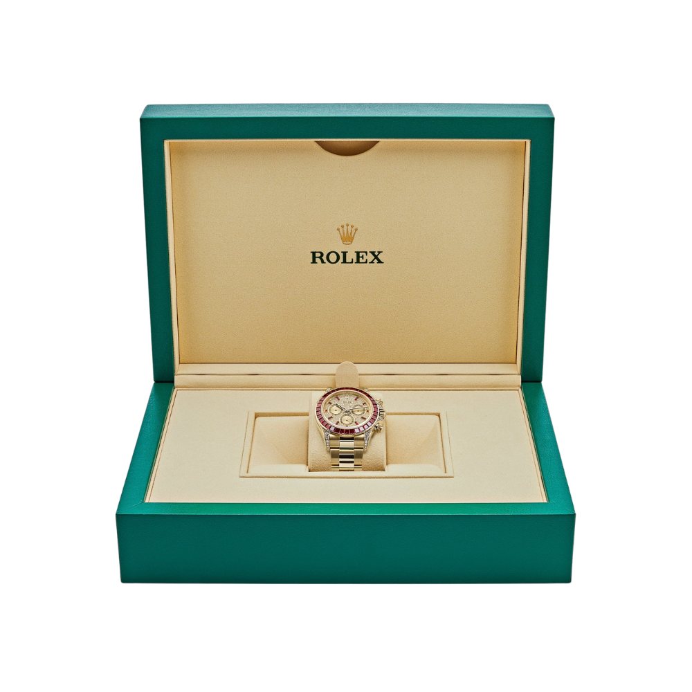 Rolex Daytona 126598TRU Yellow Gold Ruby Bezel Diamond Pave Dial - Image 7