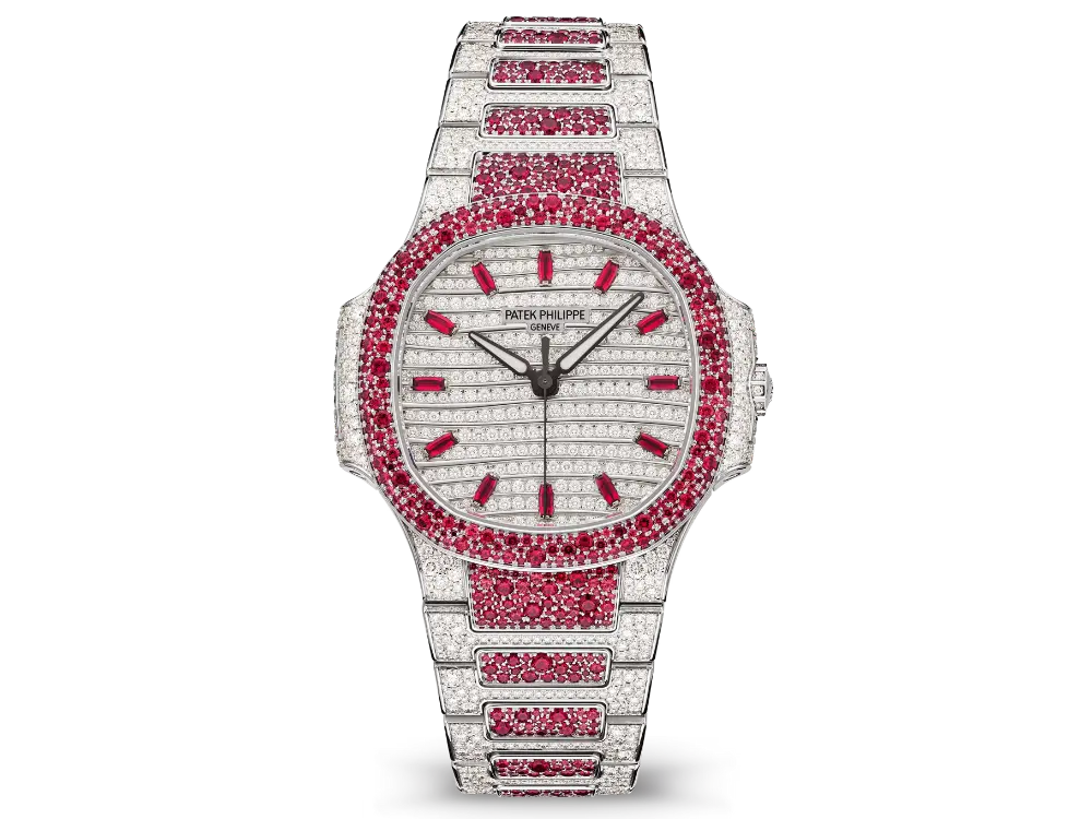 Patek Philippe Nautilus 7118/1452G 'Ladies Haute Joaillerie' White Gold Diamond Ruby Set