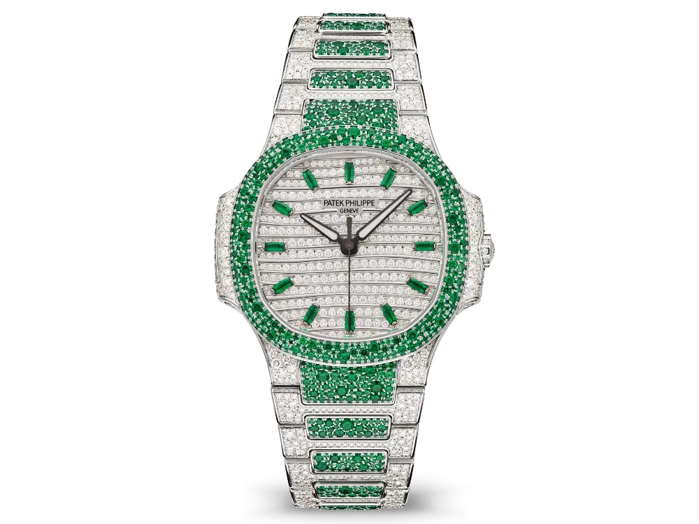 Patek Philippe Nautilus 7118/1453G 'Ladies Haute Joaillerie' White Gold Diamond Emerald Set