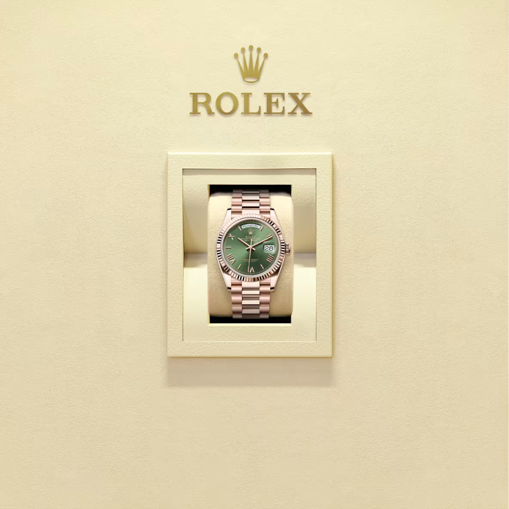 Rolex Day-Date 36 Everose Gold Green Dial 128235 - Image 6