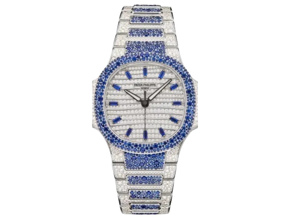 Patek Philippe Nautilus 7118/1451G 'Ladies Haute Joaillerie' White Gold Diamond Blue Sapphire Set