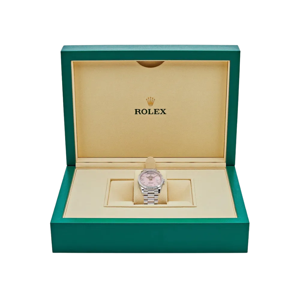 Rolex Day-Date 36 128396TBR Platinum Pink Opal Diamond Dial and Bezel - Image 7