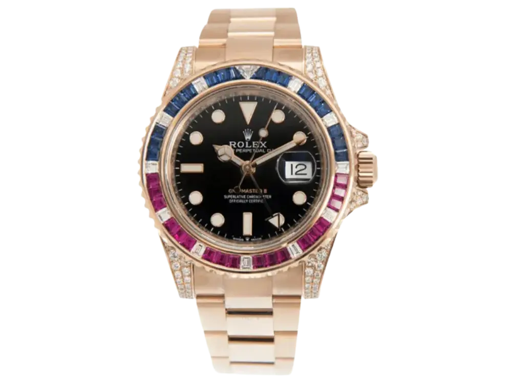 Rolex GMT-Master II 126755SARU 'SARU' Rose Gold Black Dial Diamond Bezel