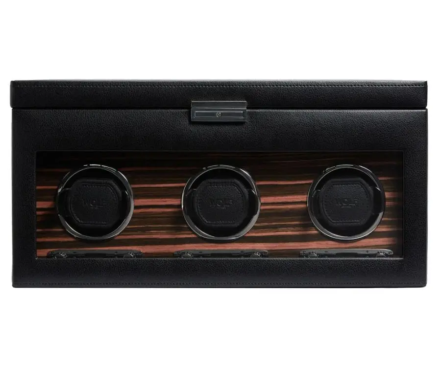 WOLF Roadster Triple Watch Winder with Cover, Storage & Travel Case